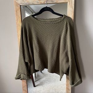 Free people olive green cropped sweater